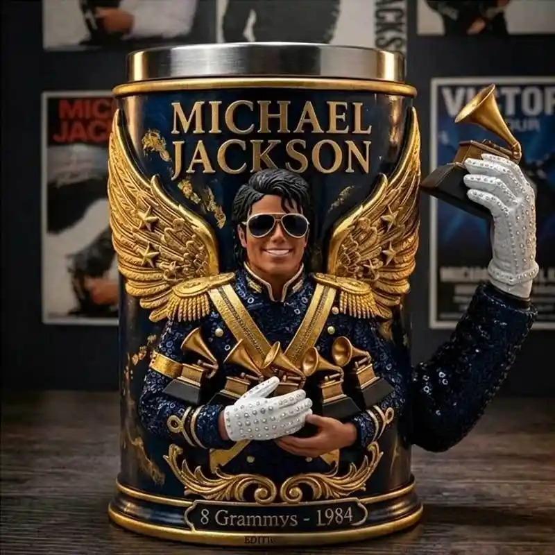 Michael Jackson King of Pop 3D Sculpted Resin Stainless Steel Coffee Mug Collectible